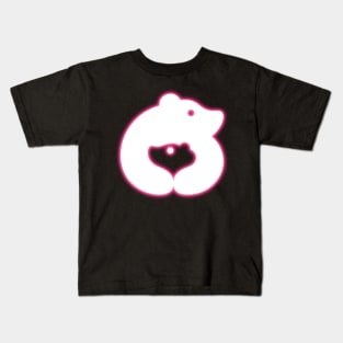 Pink Neon Mummy Bear and her Cub Kids T-Shirt